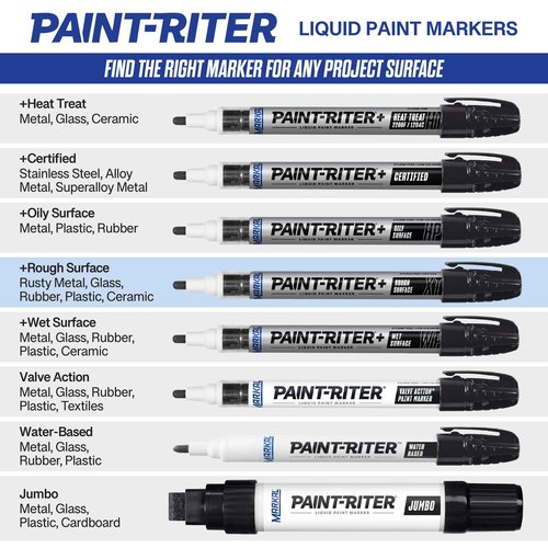 Markal 97250 Paint-Riter+ Rough Surface Liquid Paint Marker, Versatile Surface Compatibility, Bold Mark Size 1.8", White 12-Pack