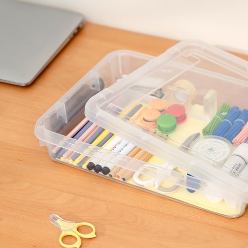 Bienvoun 3 PCS Plastic Storage Bins with Lids Portable Project Case Water Resistant Plastic Containers for Organizing Document,A4 Paper,Photo,Letter,Scrapbook