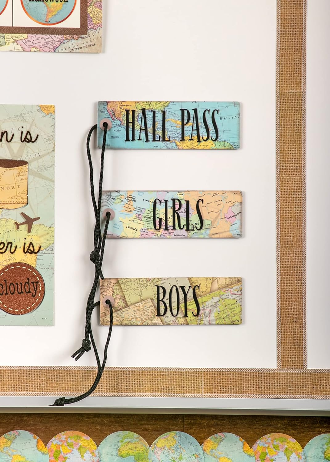 Teacher Created Resources Magnetic Hall Pass Set - Travel The Map Design | Pack of 2