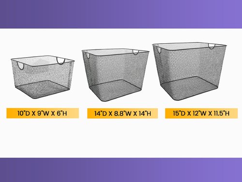 YBM HOME Magnetic Pencil Holder Wire Mesh Storage Basket Organizer with Strong Magnets Excellent for Whiteboard, Fridge and Locker Accessories, 2-Pack Medium