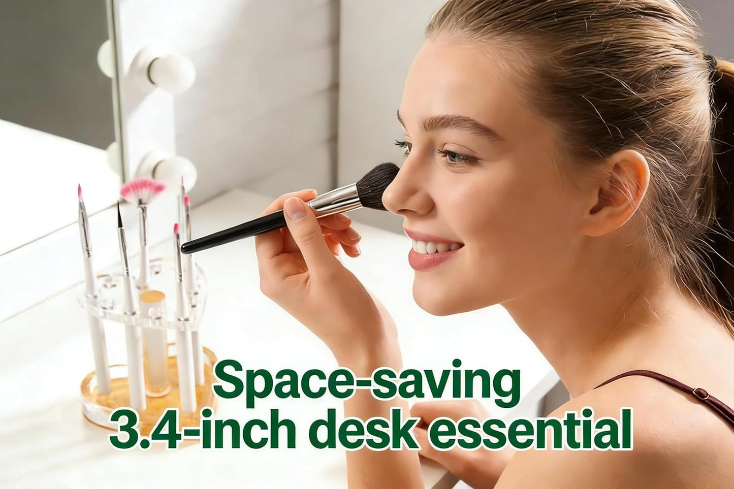 Skiennix Heart-Shaped Acrylic Organizer - 12-Hole Makeup Brush & Pen Holder for Vanity