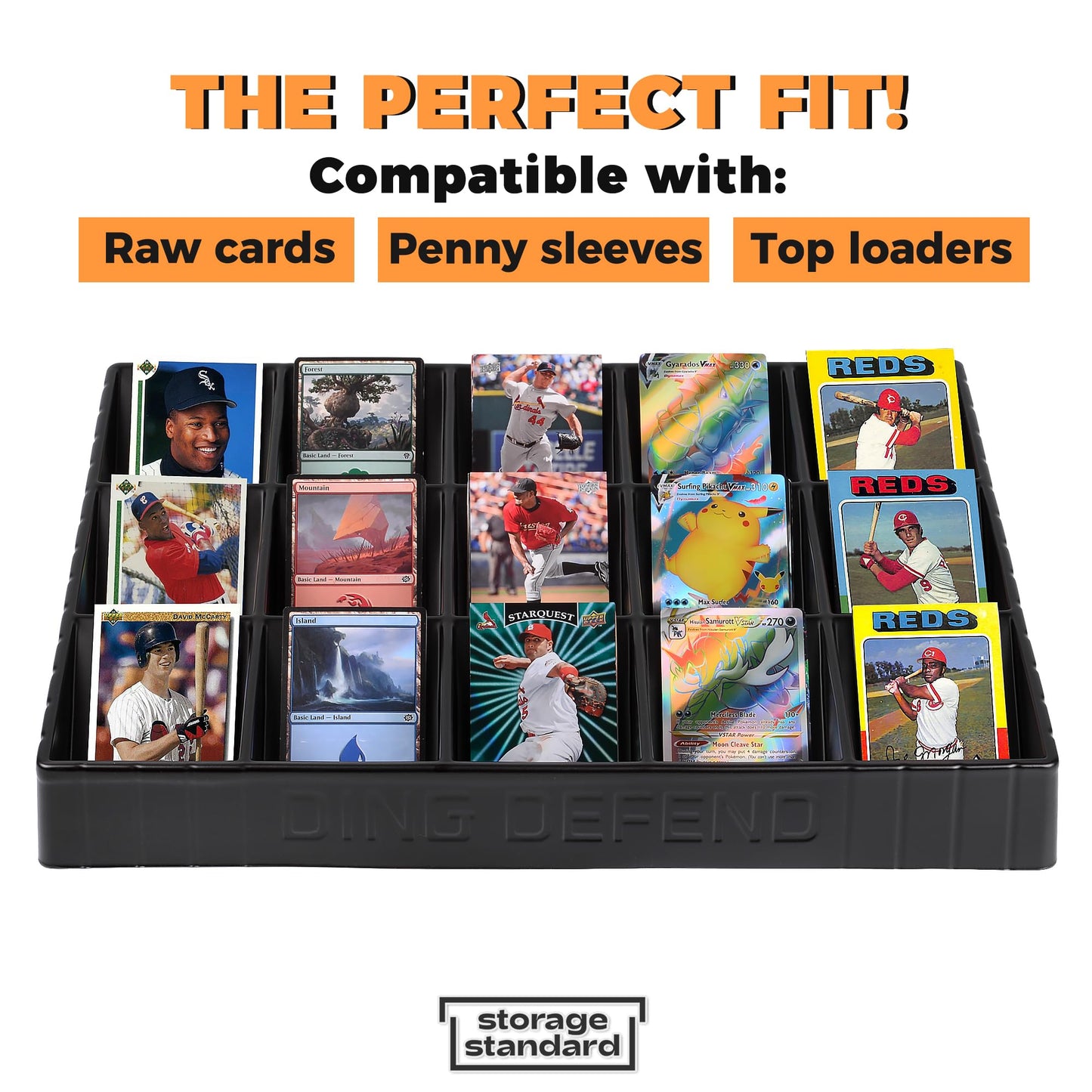 Storage Standard 2 Pack Card Sorting Tray - Stackable Trading Cards Organizer, 15-Compartment Playing Organizing Tool - Sorter for Raw, Sleeved and Toploaders, Includes Label Dividers