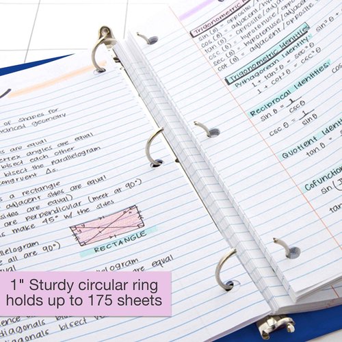 BAZIC Products 3 Ring Binder 1" Economy View Binders Organizer - Blue, Round Ring, Hold 175 Sheets Paper, for School Office Home, 12-Count
