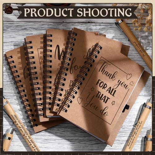 Cholemy 30 Pack Employee Appreciation Gifts, Inspirational Kraft Notebooks with Bamboo Ballpoint Pens 5. 5 x 4. 2 Inch Coworker Motivational Journal Notepads for Employee Teacher Coworker Volunteer