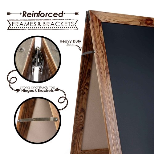 Loddie Doddie 40" x 20" Outdoor Sandwich Board Sign - Dual-Sided A-Frame Chalkboard Easel with Chalk Markers & Accessories - Free Standing Extra Large Magnetic Chalkboard Sign