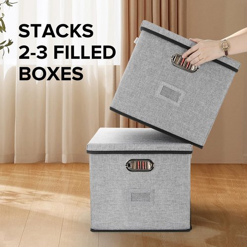 TARSUKA Vinyl Record Storage Box Hold 100+ 12" Albums Stackable LP Storage Bin with Lid Record Holder Protect Albums, CDs, Books, Magzine, Files