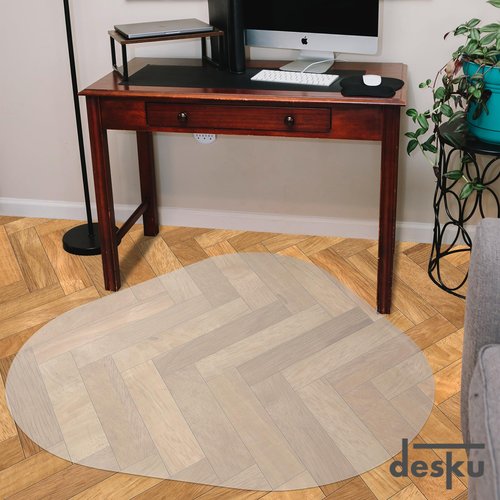 DESKU Rounded Triangle Desk Chair Mat – Heavy-Duty PVC Mats Optimised for Hard Floor Protection, Clear, 46x50 Inches, Made in The USA