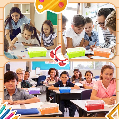 20 Pcs Plastic Crayon Box Bulk Stackable Crayon Organizer Storage Containers with Latching Lid Stationery Storage Containers for Office School Classroom Supplies Crayons Pens Mini Pencils Gifts