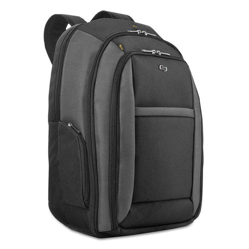 Solo New York Laptop Backpack for Women & Men -Carry On Bookbag for Travel & Work, Lightweight Bag, Removable Laptop Sleeve, Padded Straps, Fits 16" Computer - Metropolitan, Black & Grey