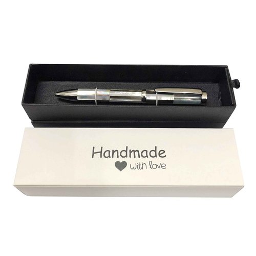 HHA Handmade mother of pearl ballpen from Vietnam- ideal gift for man/woman at work (grey/white)