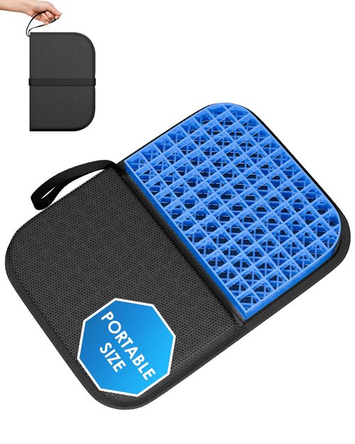 JarryStart Gel Travel Seat Cushion, Portable Airplane Seat Cushion, 14.5" x 10.5" Thick & Foldable for Airplane Seats, Office Chair, Camping, Bleachers, Flights, Commute (Dark Grey)