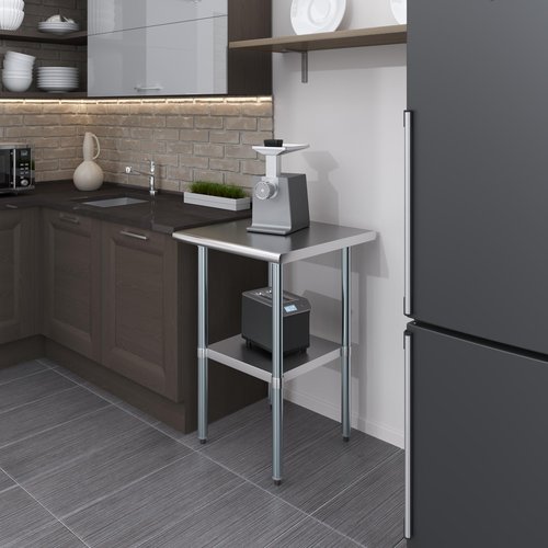 Jefferson 24 in. x 24 in. Stainless Steel Table with Shelf. NSF