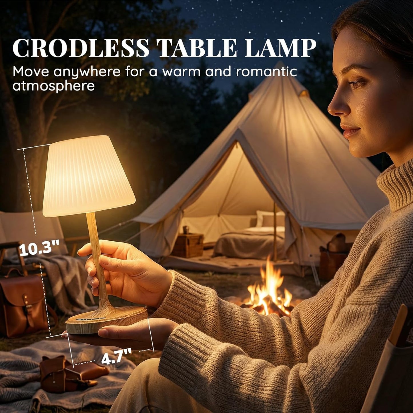 Skiennix Shower Lamp - Waterproof Rechargeable Cordless Light | Touch Dimmable, 4000mAh Battery, Ideal for Bathroom & Spa Use