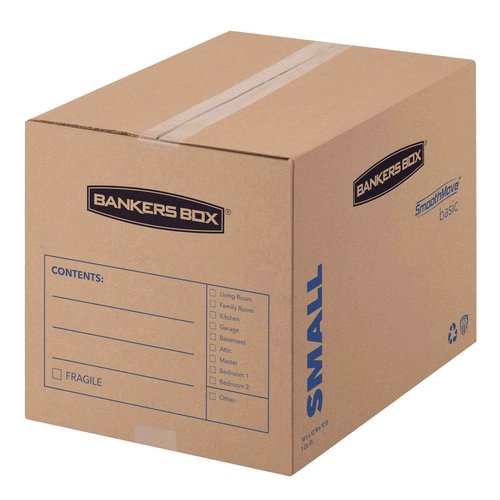 Bankers Box Small Moving Box 15 Pack, Pre-Printed for Labeling, 16.5-in x 12.25-in x 12.675-in (7713802)