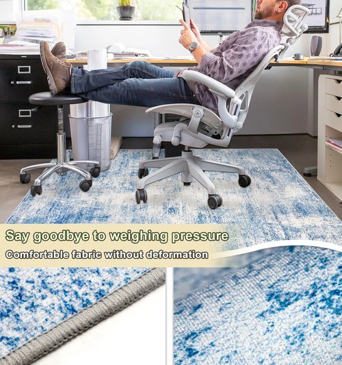 Capslpad Office Chair Mat for Hardwood Floor/Tile Floor 47"x59" Non Slip Desk Chair Mat Low Pile Computer Gaming Chair Rug for Rolling Chair Protector Mats for Office Den Computer Desk,Navy Blue