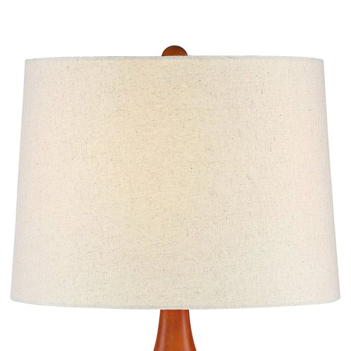 360 Lighting Brice 23" High Small Mid Century Modern Accent Table Lamps Set of 2 Ivory Wood Ceramic Living Room Bedroom Bedside Nightstand House Office Home Reading Kitchen Off-White Shade