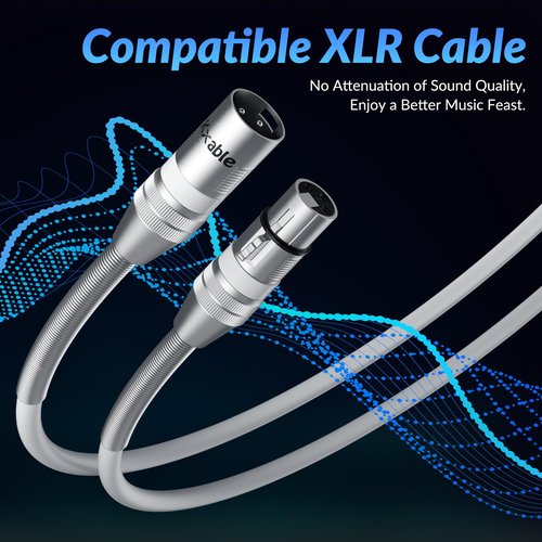 Kxable XLR to XLR Cable 6 Feet, Premium XLR Microphone Cable, Heavy Duty 22AWG OFC XLR Male to Female Cord, 3-Pin Shielded Mic Speaker Cable, Zinc Alloy Connectors, Metal Spring SR, White