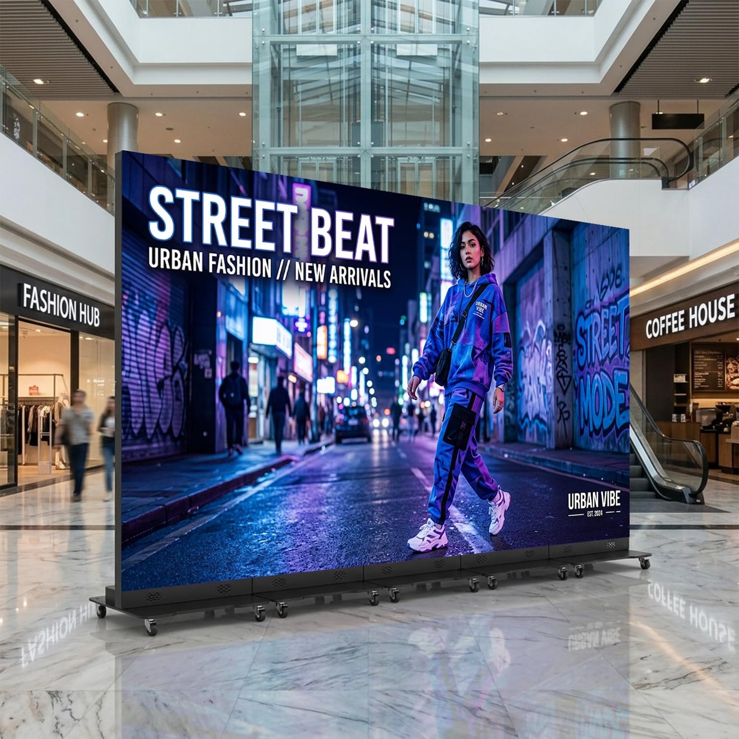 80" LED Digital Signage Display with Flight Case,P1.86 GOB LED Screen Poster,Foldable Spliceable Screen with Publishing System,WiFi/USB/HDMIfor Giant Commercial Events & Rentals (Black, 1 Panel)
