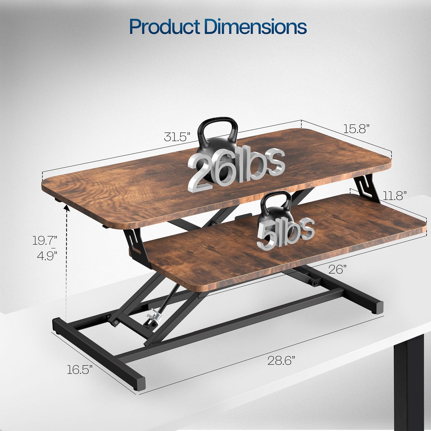 VIVO Rustic Vintage Brown 32 inch Stand Up Desk Riser, DESK-V000SN