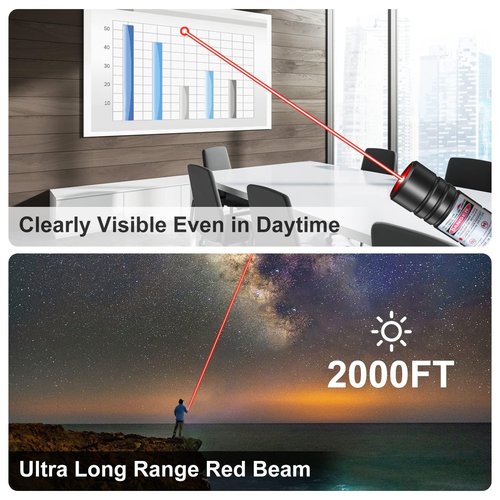Red Laser Pointer, Red Laser Pointer High Power, Red Long Range High Power Laser Pointer Rechargeable High Power Strong Laser Pointer for Presentations Outdoor