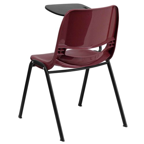 Flash Furniture HERCULES Burgundy Ergonomic Shell Chair with Right Handed Flip-Up Tablet Arm