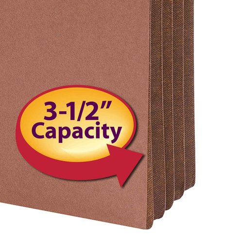 Smead File Pocket, Straight-Cut Tab, 3-1/2" Expansion, Legal Size, Redrope, 10 per Box (74264)