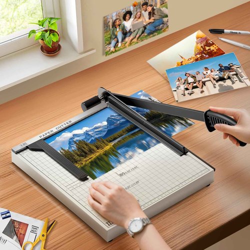 15 Inch B4 Guillotine Paper Cutter, Heavy Duty 10 Sheet Paper Trimmer Cutting with Auto-Press Clamp & Magnetic Ruler | Precision Cut for Paper, Card, Photos, Vinyl & More
