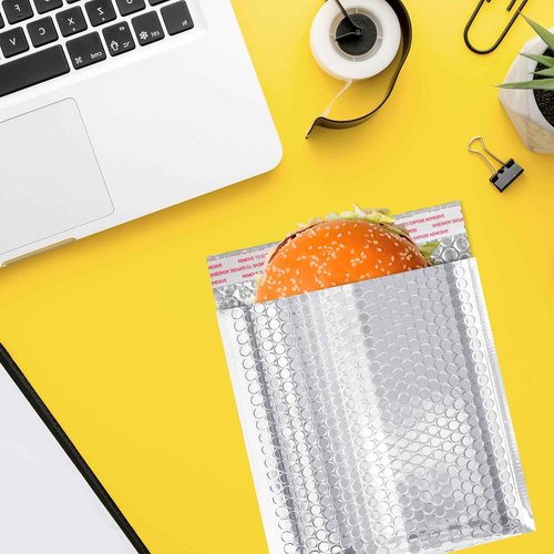ABC PACK & SUPPLY Thermal Bubble Mailer, 8 x 11 Inches. Pack of 50 Metallic Bubble Mailers. Foil Insulated Mailers for Cold Shipping. Padded Envelopes Waterproof. Cold Insulated Shipping Bags