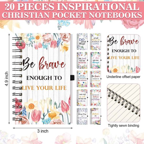 Dispowreath 80 Pcs Christmas Christian Gifts for Women Scripture Bulk Pens Bible Verse Notebooks Religious Christian Keychains Organza Bags Religious Inspirational Gifts for Women School Office Church