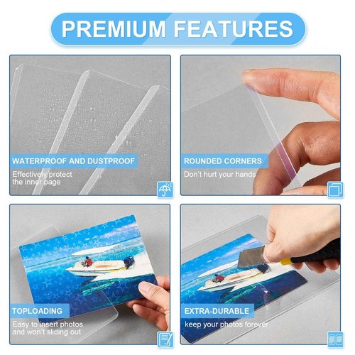 150 Pcs 5" x 7" Rigid Print Protectors, Clear Waterproof Hard Plastic Page Sheet Protectors Top Loading Rigid Photo Card Postcard Sleeves for Album Paper Document Holder