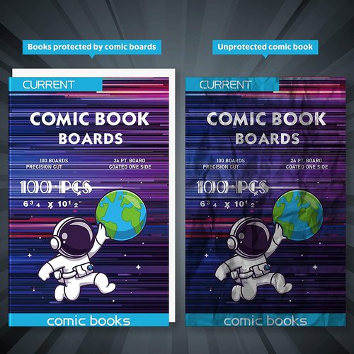 YSCare 200 Comic Book Boards and 4 Pack Comic Book Organizer, Acid-Free Comic Backing Board, Collapsible Comic Book Case with Dividers and Carrying Handles