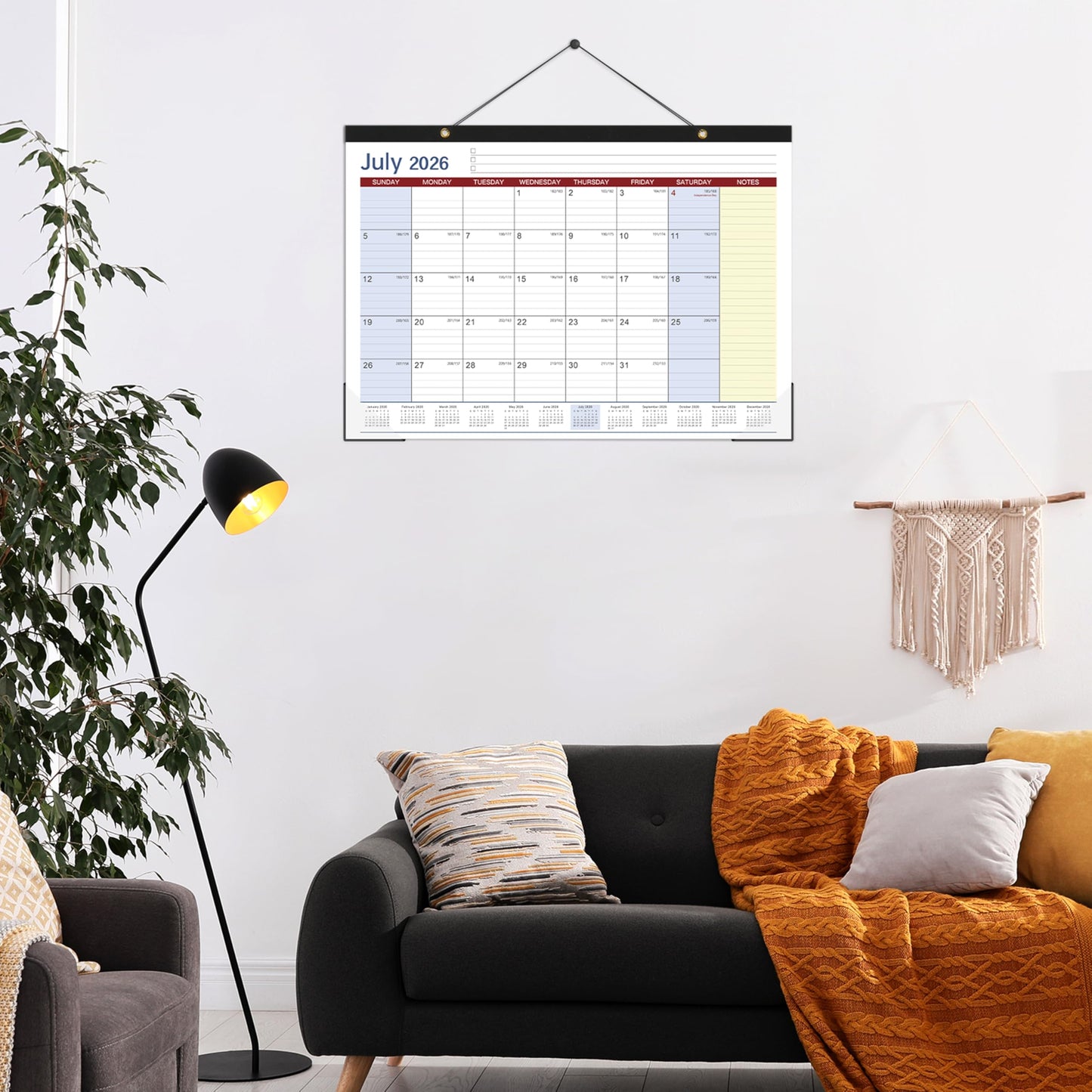 Desk Calendar 2026-2027 - 17" x 12" Desk Calendar 2026-2027, Mar. 2026 - Aug. 2027, Desk Pad Calendar, Desk/Wall Calendar 2-in-1 with Notes, Corner Protector, Blocks