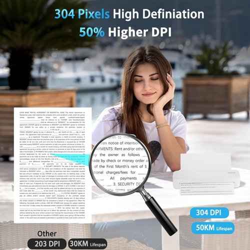 yanxio Portable Printer, Portable Printers Wireless for Travel, Inkless-Thermal-Small-Printer, Support A4&A5 & 8.5 x 11inch Thermal Papers, Support iOS, Android, Windows (with 3 Roll Papers & Case)