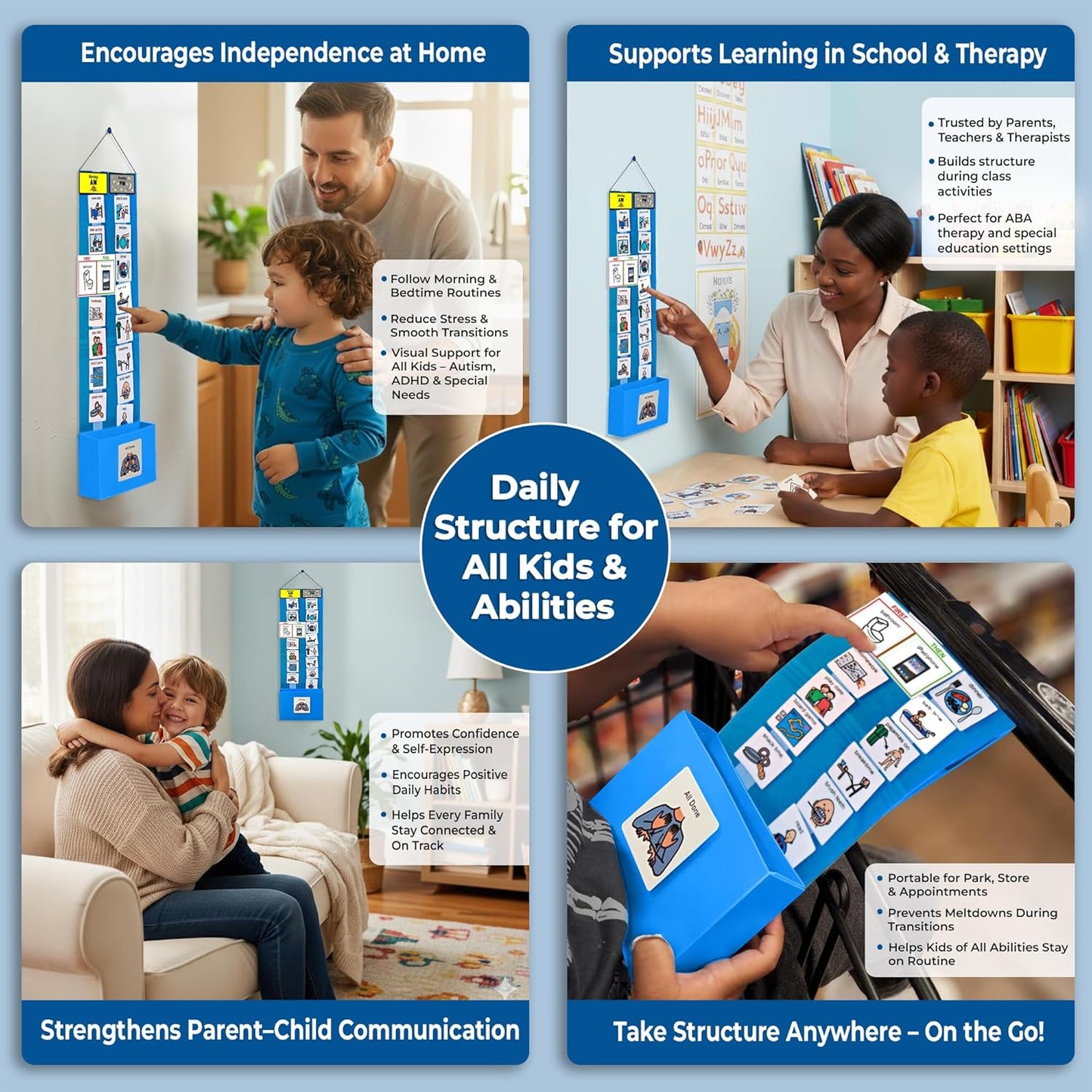 Visual Schedule for Kids - 133 Durable Picture Cards with Soft Loop Coins | Daily Routine & Chore Chart for Autism & ADHD Support