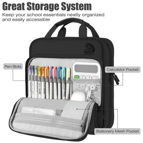MoKo Zipper Binder, 2 Inch 3 Ring Binder with Zipper, 500 Sheet Capacity Zip Up Binders with Shoulder Strap Handle, Multi-Pocket Zip Up Binders for Middle School Student, Black