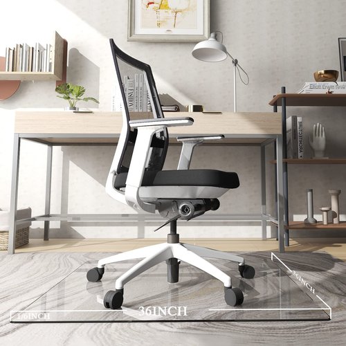 Natsukage Glass Chair Mat Tempered Glass Office Chair Mats Desk Chair Mat for Carpet or Hardwood Floor Computer Chair Mat Floor Protector(Transparent,36" x 36" 1/6" Thick)