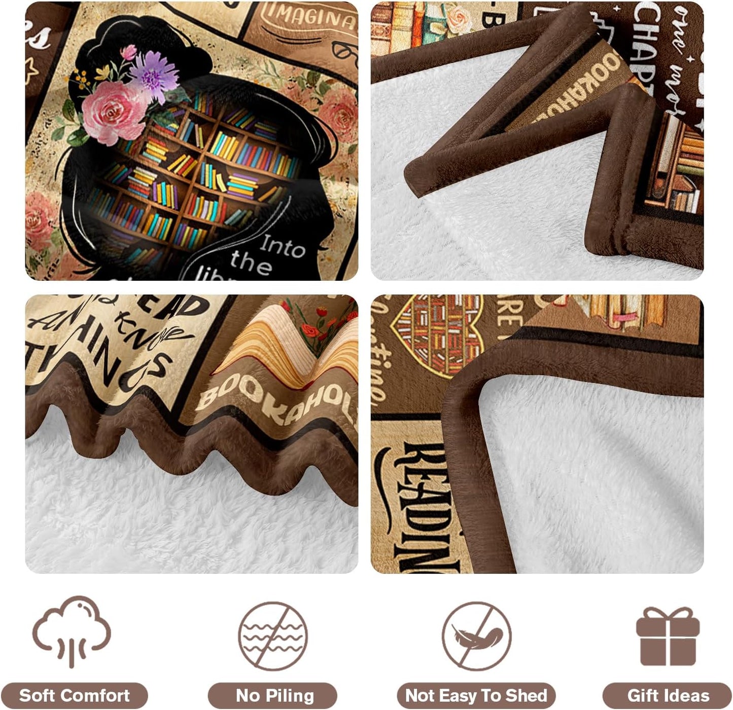 Skiennix Book Lovers Blanket | Cozy Gift for Women & Girls | 50" x 60" Reading Accessory