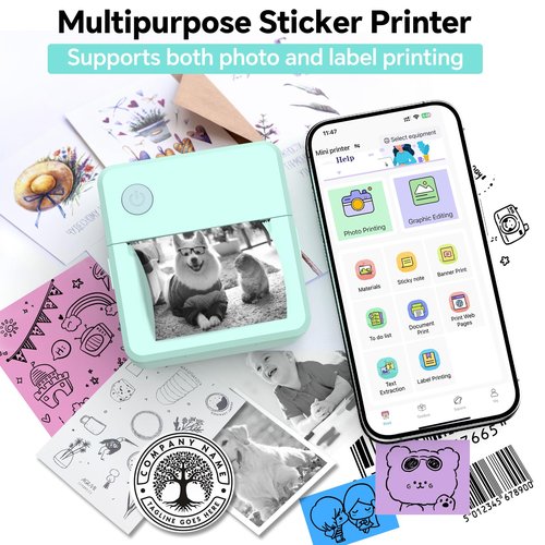 Label Maker Machine with Tape – Bluetooth Thermal Label Printer, Mini Sticker Maker for Home, Office, School & Small Business, Includes 2 Rolls of Label Paper