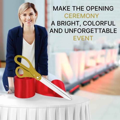 25" Gold Scissors for Grand Opening – Large Heavy Duty Scissors 25 Inch Giant Shears for Ribbon Cutting Ceremony Gold Giants Ribbon Cutting Sears for Special Events Inaugurations and Ceremonies