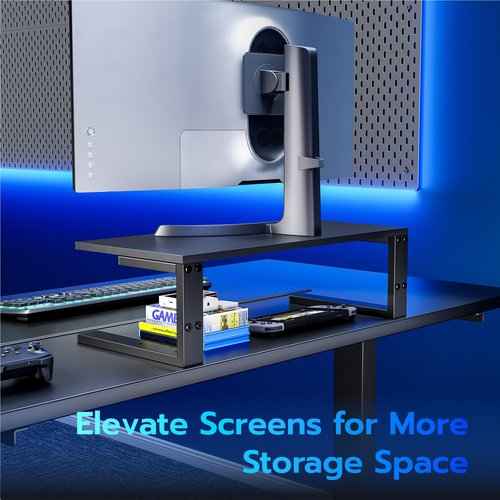 22 inches Desk Extender Shelf, 22"x 9.8" Versatile Clamp on Desk Shelf, Heavy Duty Desktop Organizer for Gaming and Office Accessories, Black