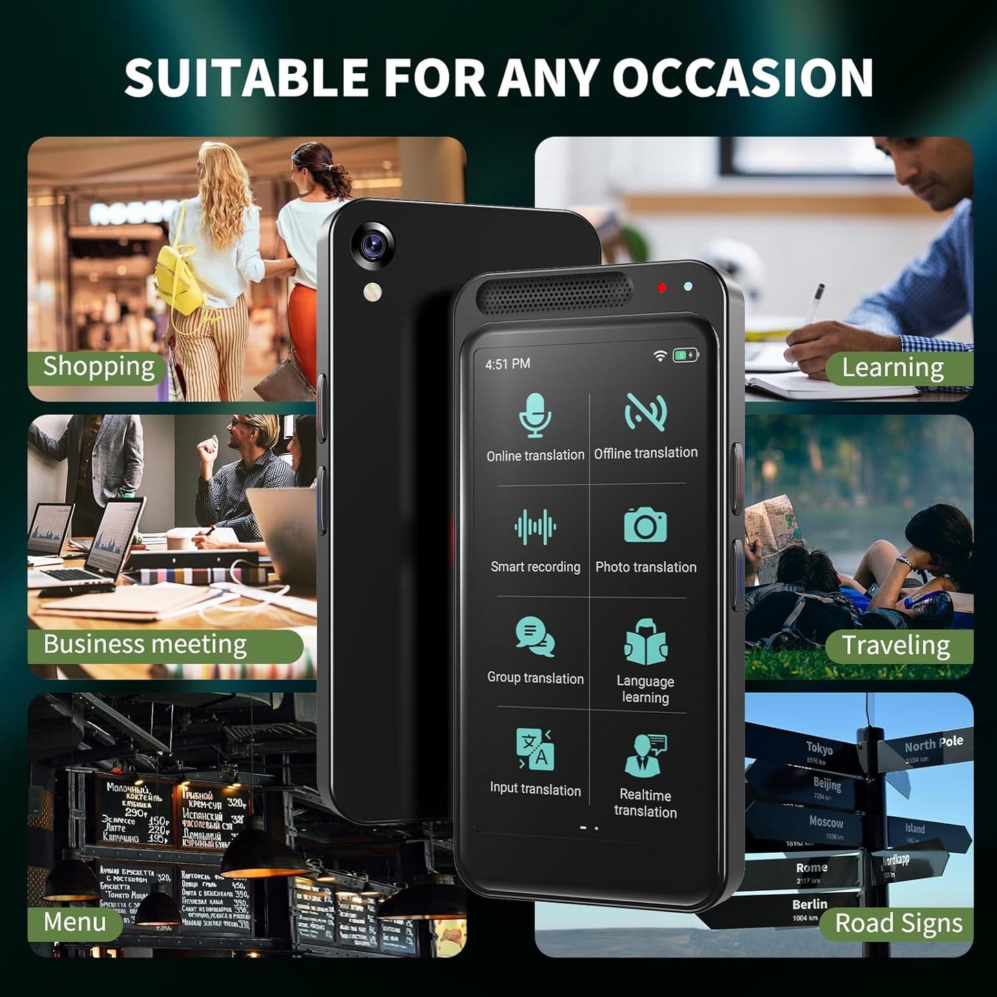 VORMOR Language Translator Device - AI-Powered Real-Time Voice Translation | 150+ Languages, No WiFi Needed
