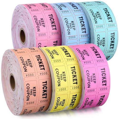 Kosiz 12, 000 Tactical Raffle Tickets, Double Roll, Raffle Tickets 2000 Tickets per Rollfor Events, Carnivals, Entry, Drink/Food Tickets, Classroom Reward, Bingo, Auction, Prizes, 6colors