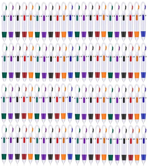 ETDYuuta Badge Pens for Nurses, Shuttle Pens 4 Color in One, In Bulk with Keychain Retractable Multicolor For Office School Students Gift (120 pieces)