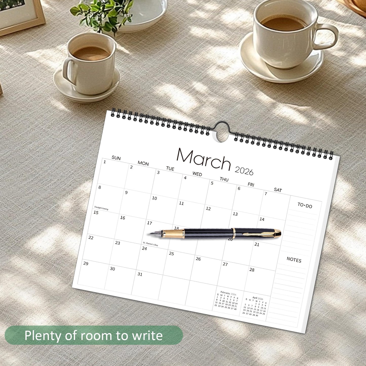 Aesthetic Wall Calendar 2026-2027, 18 Monthly Horizontal Hanging Calendar from January 2026 to June 2027, 14.5" x 11.5" Minimalist Modern & Simple Paper Wall Calendar for School, Home, Office