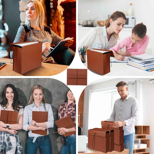 Chuangdi 10 Pcs Expanding File Folders Legal Size Document Organizer Wallet Expandable Letter Size File Folder Box with Flap & Elastic Cord Closure, 5.3" Expansion, Holds 1200 Sheets Paper Storage