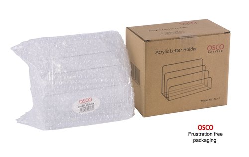OSCO Clear Acrylic Letter Holder | Mail Sorter | Post Rack | Envelope Organiser | Document Stand | Desk File Storage | Display Slots | H14.5 x W17.5 x D9.5 cm |