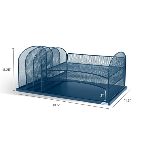 Safco Onyx Mesh 3 Sorter, 3 Tray Desktop Organizer | Durable Steel Mesh & Powder Coat Finish | Home, Office & Classroom Desktop Organization | 19.5"W x 11.5"D x 8.25"H | For Office, Home, Mailrooms