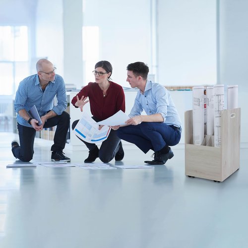 BISupply Blueprint Holder Map Storage on Wheels - 20 Slot White Rolled Architectural Plan Cart
