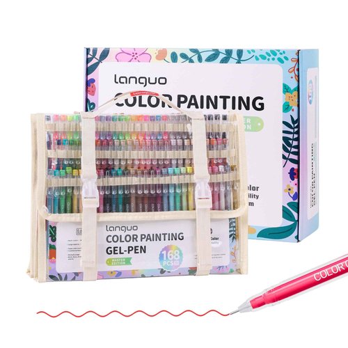 Yolaka Gel Pens with Fine Point 0.6mm, 162 Colors Drawing Pencils for Adult Coloring Books Smooth Writing Pen Set for Journaling, Landscapes, Lettering