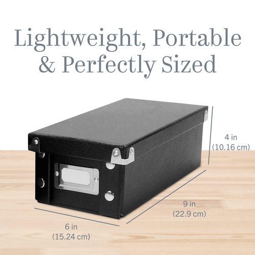 Snap-N-Store Index Card Holder Storage Box - Collapsible Organizer Box fits 1100 Flash Cards - Business, Recipe, or Note Card - 4 x 6, 2 Pack, Black